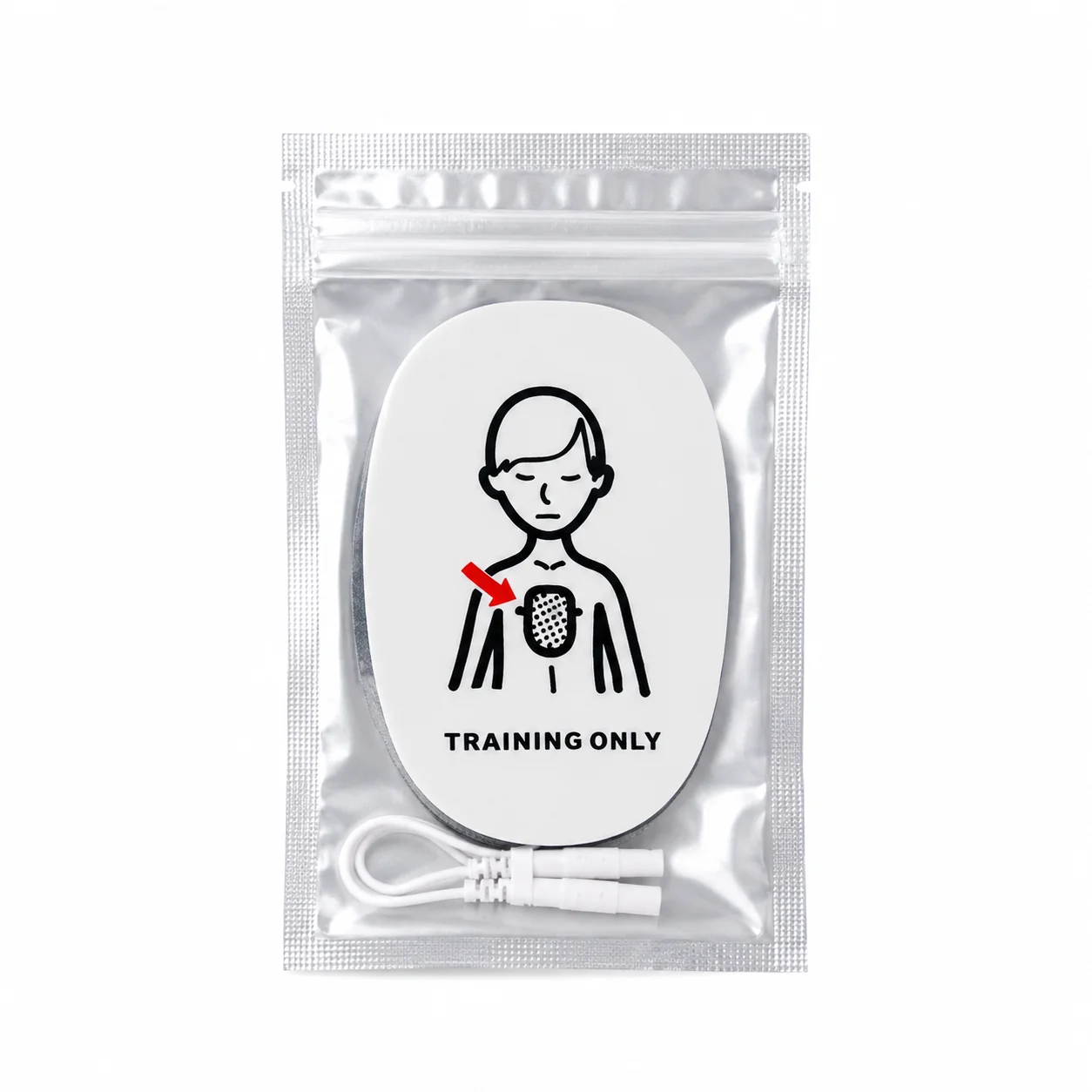 Adult & Child AED Trainer Pads – Reusable Training Electrode Pads with Click Connector for CPR and First Aid Practice