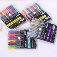 12Pcs Metallic Glitter Colors Highlighter Pastel Gel Pens Metallic Coloring Book Journals Drawing Art Markers Promotion Pen
