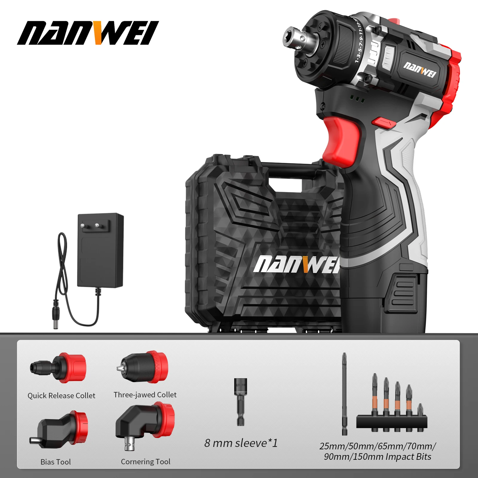 16.8V Multi-function Brushless Cordless Lithium Battery Screwdriver DIY Home Drill 4-in-1 Screwdriver