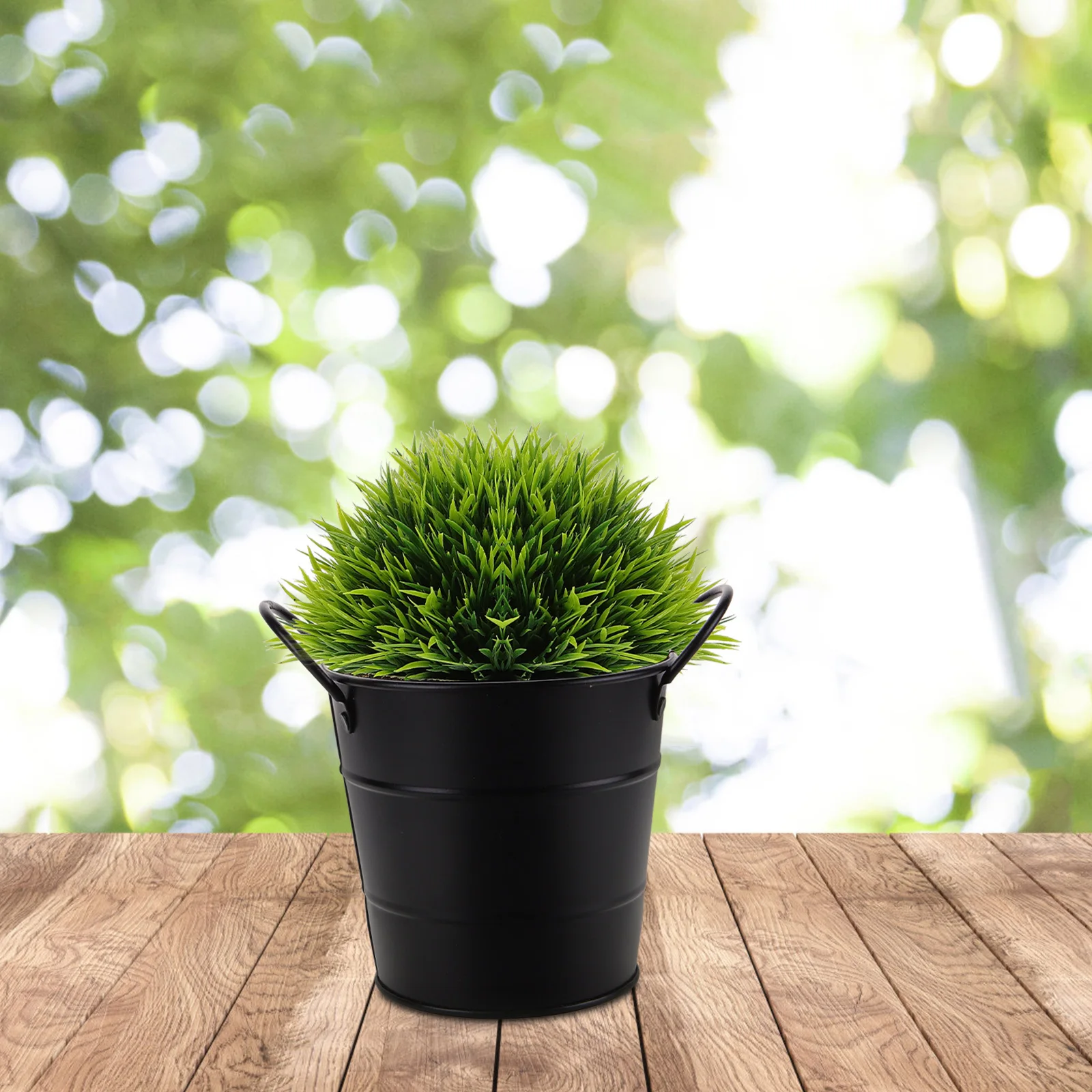 

Iron Flower Pot Practical Gardening Bonsai Container Small Bucket for Office Home Window Decoration