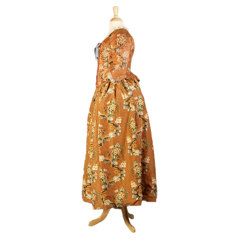 1745s Robe a la Francaise Medieval Victorian Renaissance Colonial Rococo Floral Evening Dress Theatre Masquerade Gown