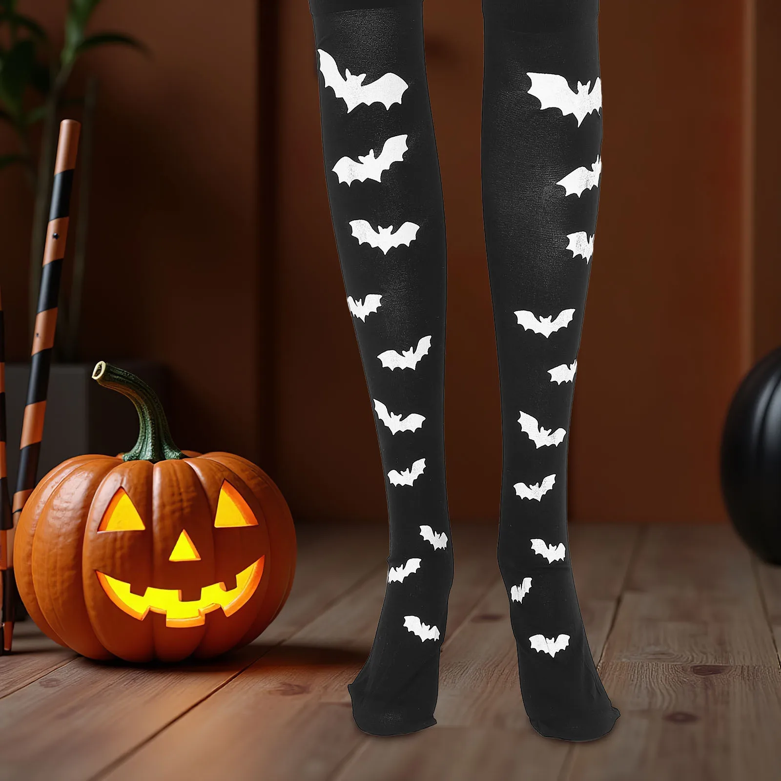 1 زوج نمط فوق الركبة 70 سنتيمتر أسود للنساء هالوين طويل هالوين فوق جوارب طويلة زي حفلة تأثيري جوارب عالية #1
