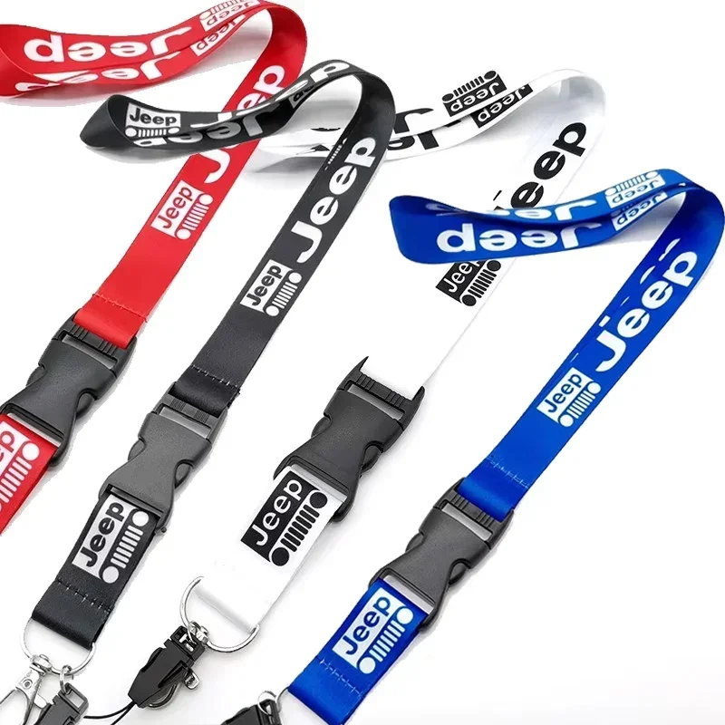 Car Logo Key Pendant Holder for Jeep Grand Cherokee Liberty Renegade Wrangler Patriot Compass Nylon Rope Lanyard Strap Keychain view 3
