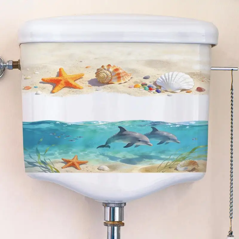 3D Ocean Wave Toilet Sticker Realistic Beach Floor Decal Waterproof Anti Slip Removable Seashore Bathroom Decor