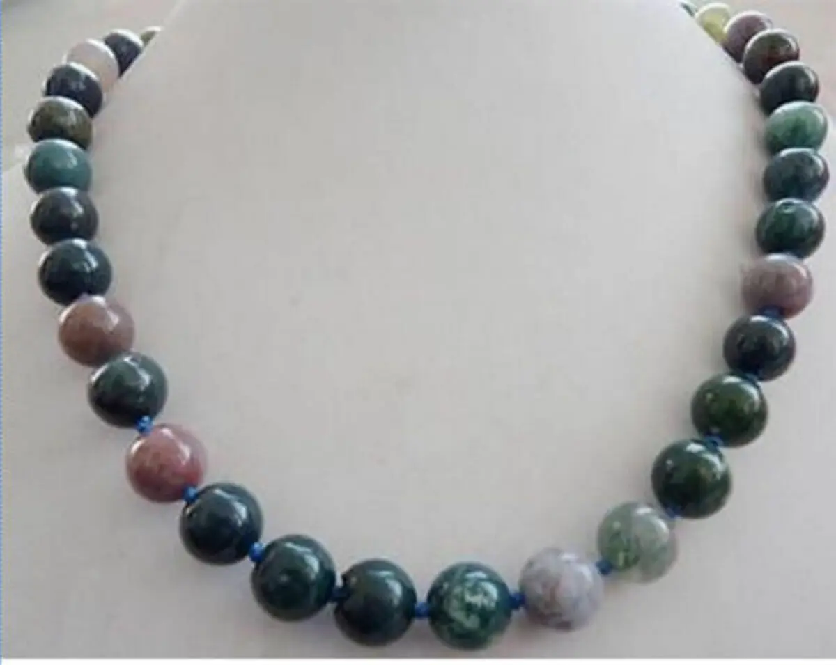 

Huge Natural 12mm Multi-color India Agate Gemstone Round Beads Necklace 18" AAA