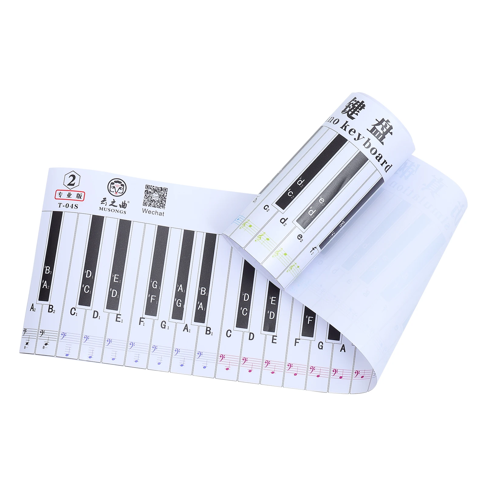 

88 Key Piano Keyboard Wall Chart for Beginner Practice Portable Detachable Waterproof Foldable Hand Rolled Piano Learning Aid