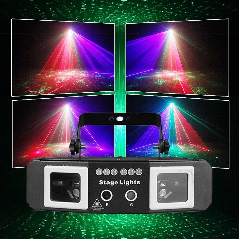 DJ Party Light RGB Laser Disco Bar KTV Stage Light 5 w 1 RGBUV Projector Light DMX512 Strobe Light Karaoke Holiday Decoration