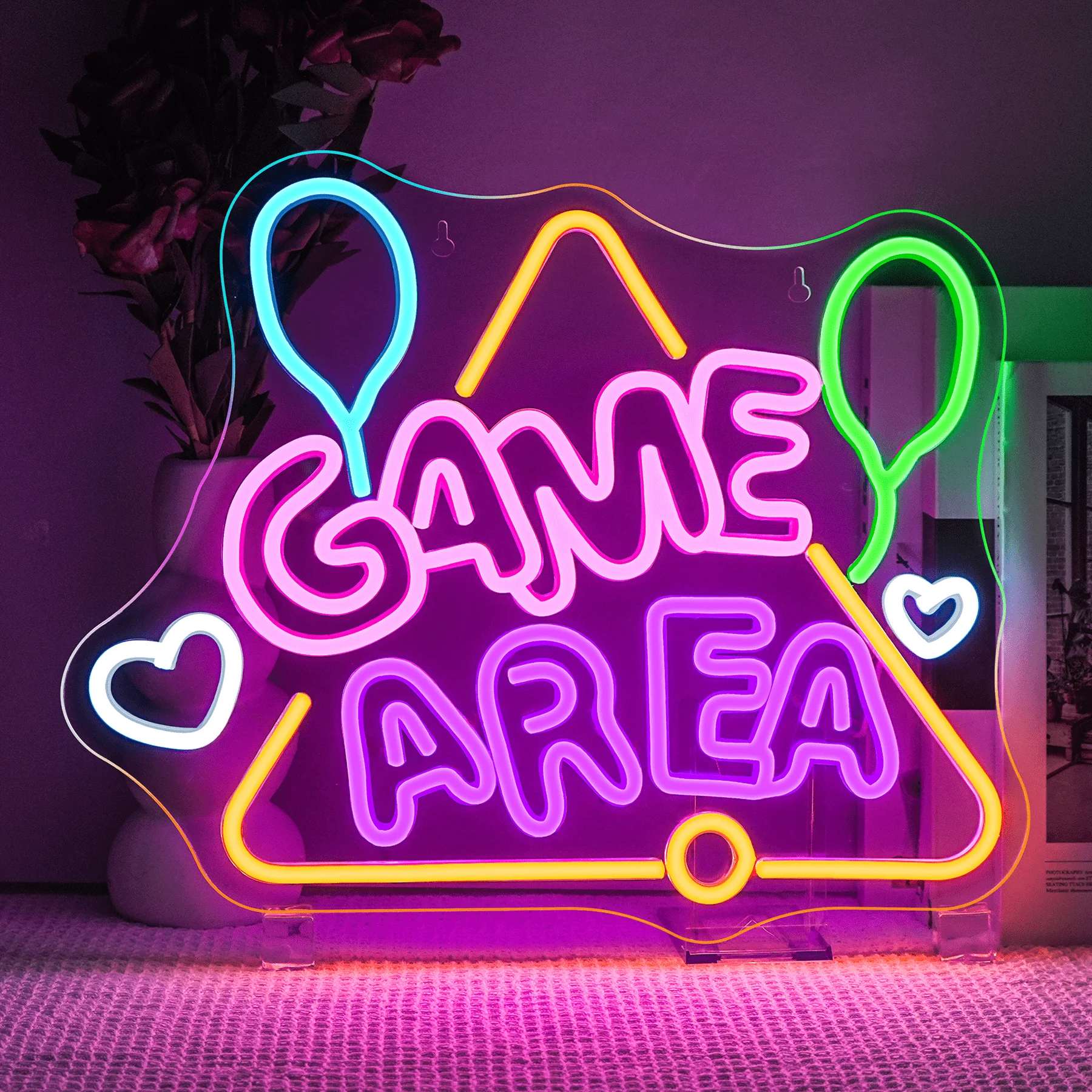 

Game Area Balloon Neon Sign For Wall Art Decor 5/12V USB Power With Dimmable Switch For Game Room boy's Room Gifts For Teens
