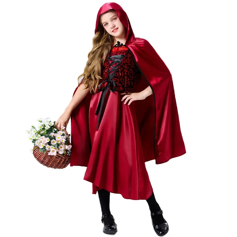 

Role Play Little Red Riding Hood Costume Halloween Children Vampire Cosplay Costume