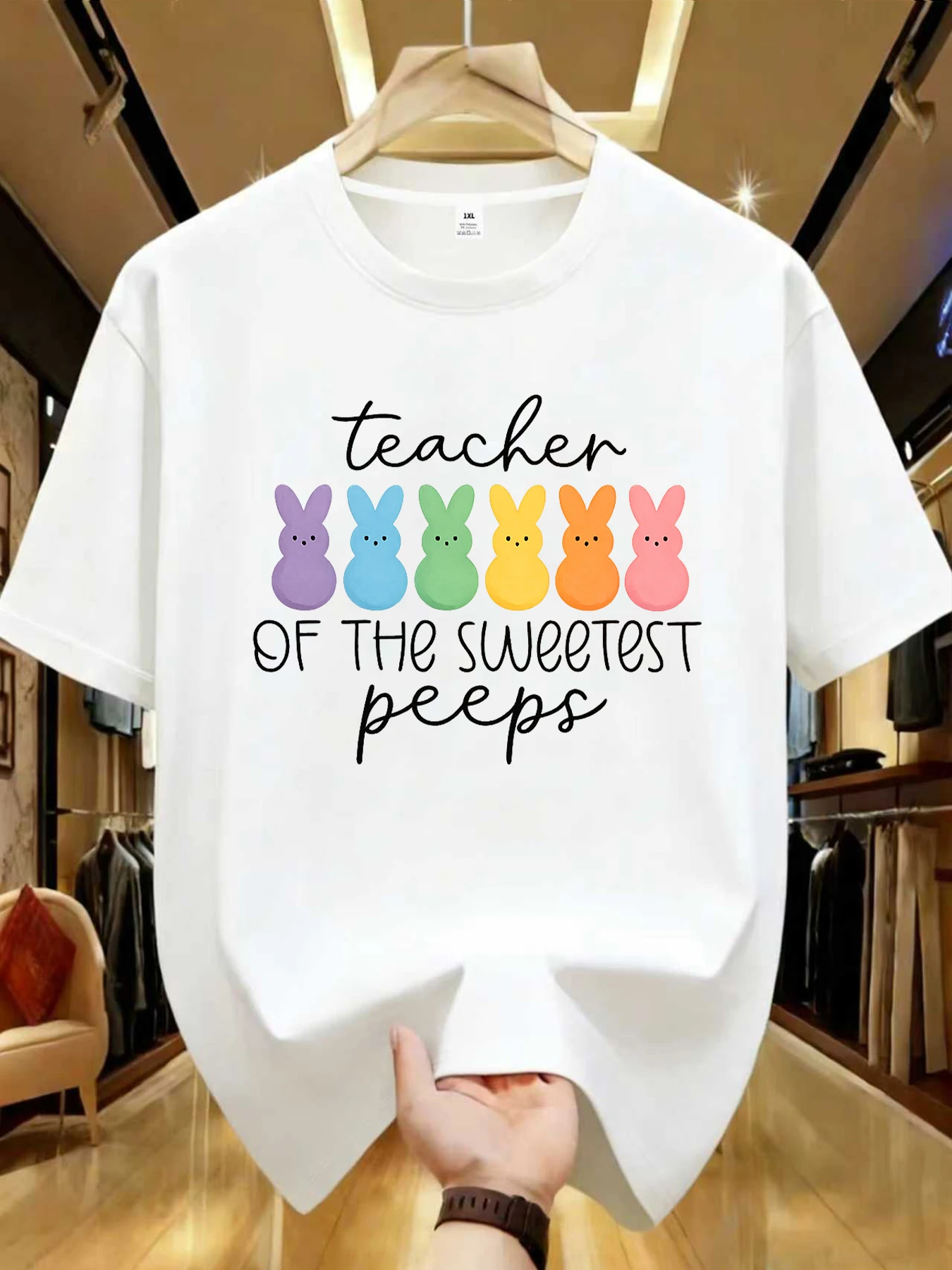 

【WDS01510】Plus Size Women's Crew Neck Casual Short Sleeve T-Shirt Stretch Half Sleeve with Trendy Print