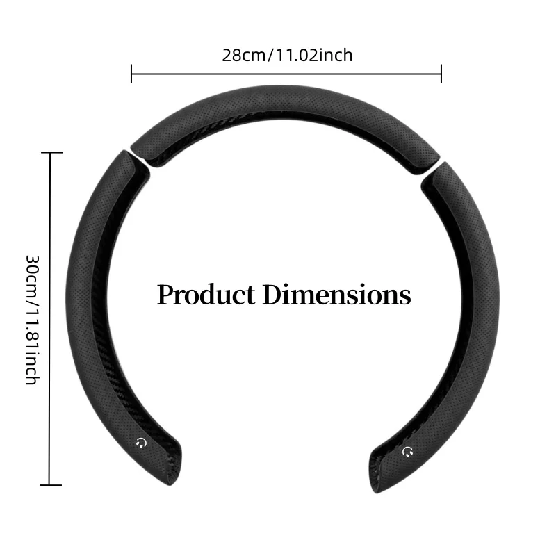 Smiley face style car steering wheel three-piece set, black perforated segmented steering wheel cover  Anti-slip half-cover stee