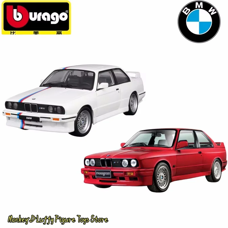 Bburago-Voiture l'inventaire en alliage moulé sous pression BMW 1988 M3 E30, modèle rétro d'origine, véhicule de luxe, jouets pour enfants, cadeau de Noël, 1:24