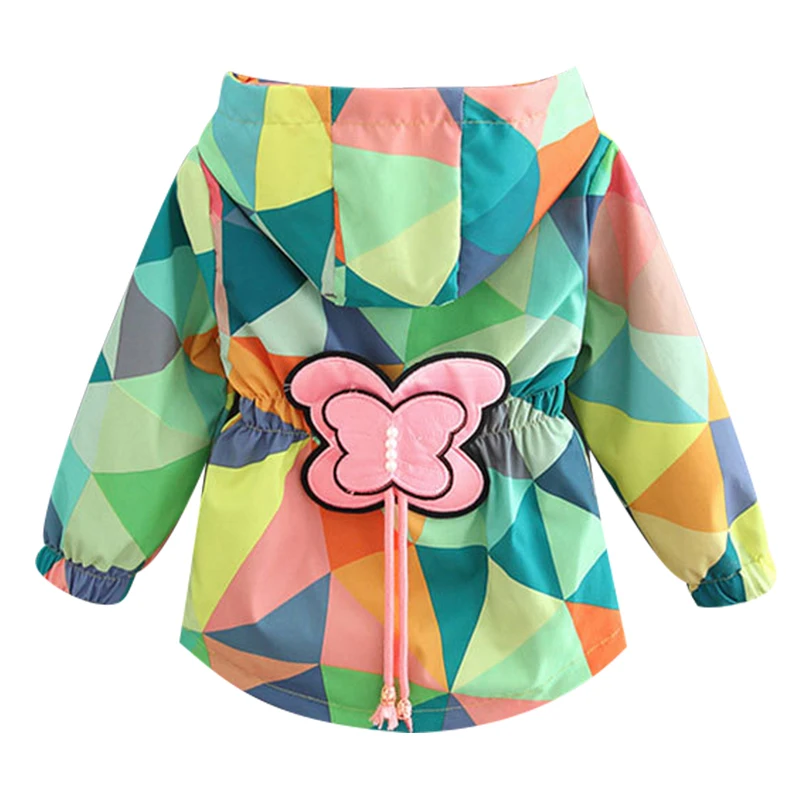 Girls baby girl windbreaker jacket kids flower embroidery long sleeve hooded windbreaker jacket autumn spring child jacket