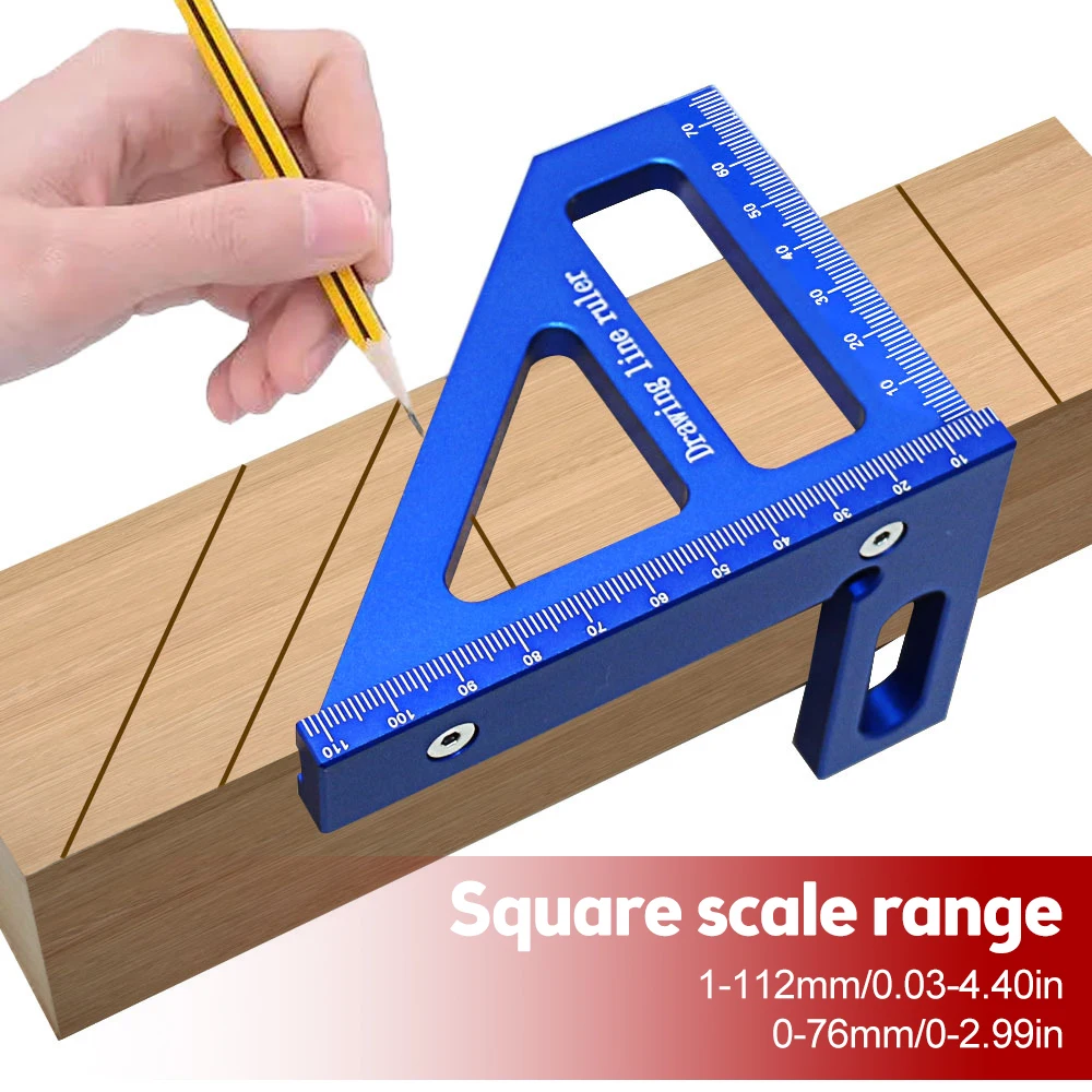 Woodworking Square Protractor Aluminum Alloy Miter Triangle Ruler High Precision Layout Measuring Tool for Engineer Carpenter