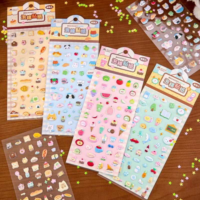 

3D Puffy Stickers Fun Cartoon Kawaii Sticker INS Cute Animal Decals for Journal Scrapbook Flat Adhesive Phone Case Stickers