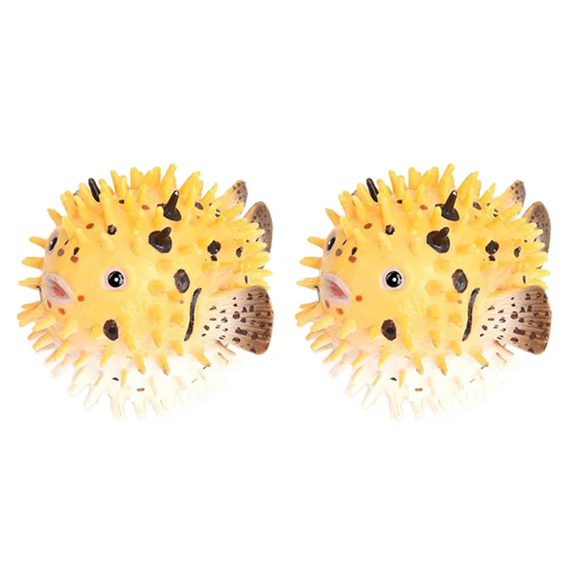 2X Kugelfisch Figur Realistische Kunststoff Wild Kugelfisch Figur Set Für Sammlung Wissenschaft Pädagogische Prop