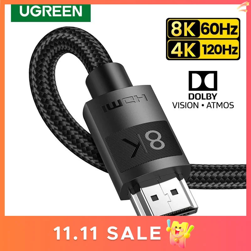UGREEN cavo HDMI 2.1 48Gbps cavo HDMI 8K ad altissima velocità 4K/120Hz Dynamic HDR Dolby atmosfera per PS5 Xbox Series X cavo HDMI