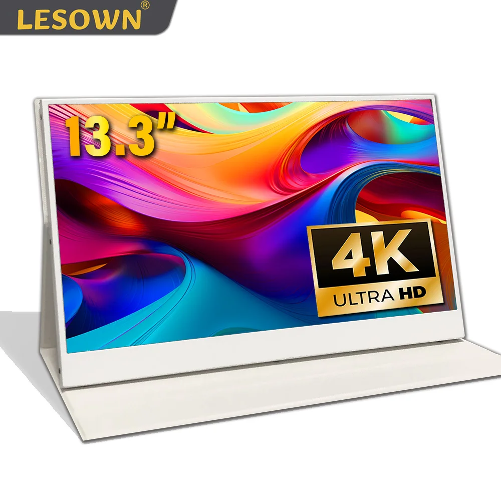 LESOWN 13.3 inch Full HD 1920x1080 IPS Touch Screen Portable Monitor HDMI USB-C 4K IPS Auxiliary Display Built-in Speaker White