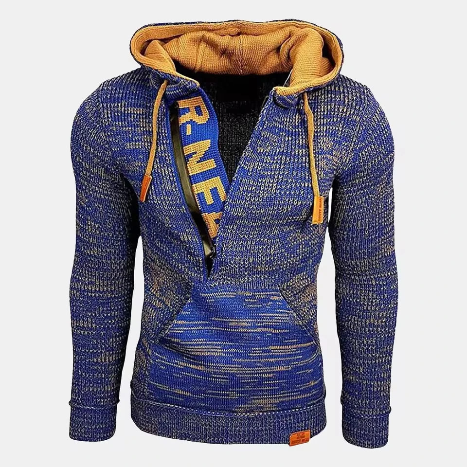 Men's Fall And Winter Sweater Hooded Knit Hoodie Long Sleeved Sweater Casual Men Clothing