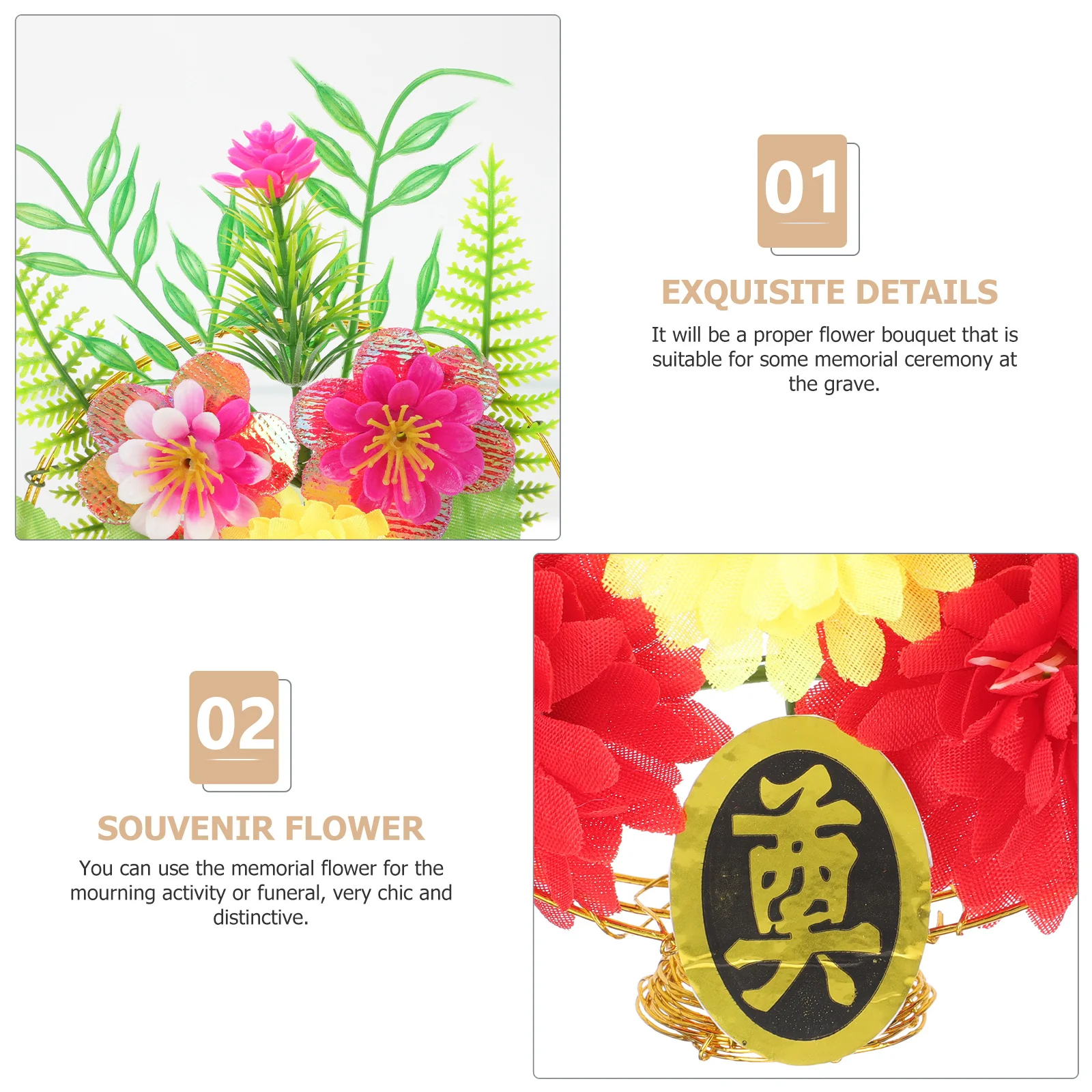 

2pcs Small Vase Flower Basket Artificial Flowers For Cemetery Grave Outdoor Memorial Decor Headstone Flower Arrangement