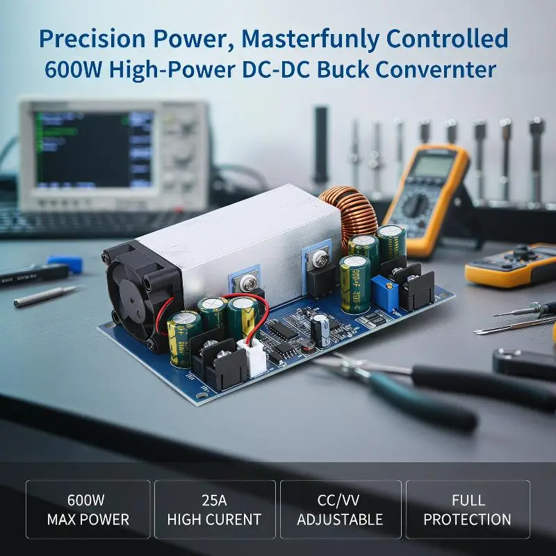 1Pcs DC-DC Step-Down Converter Power Module 600W 25A 12V-75V To 5/19/21/24/48V Adjustable DIY Step-Down Regulator LED Driver