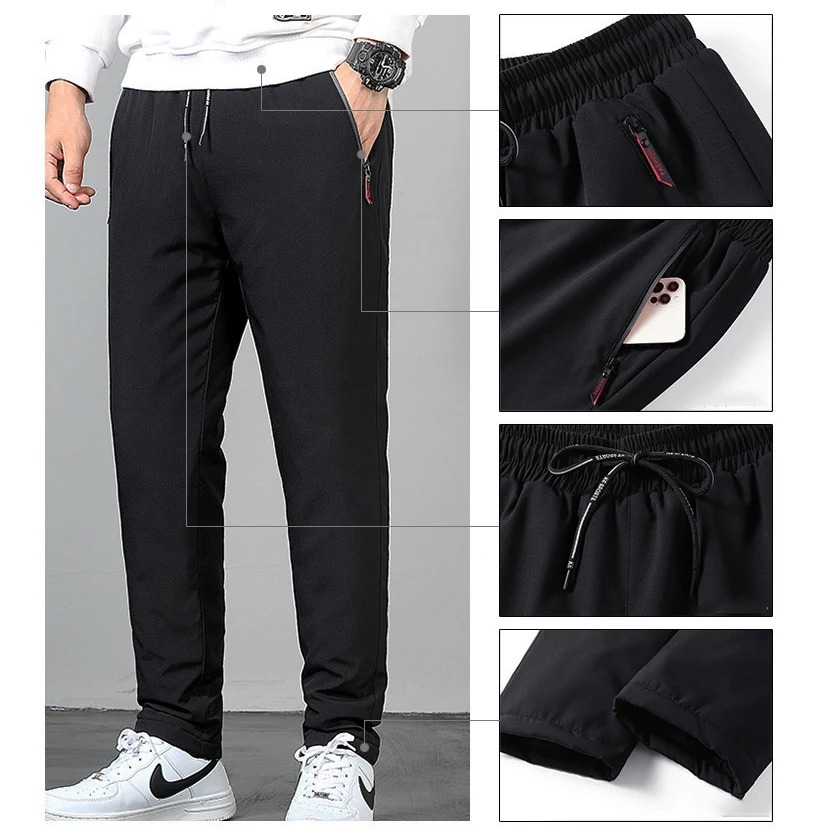 

Winter Cotton Plus Velvet Men'S Casual Down Pants Thickened Warm Sweatpants Outer Wear Waterproof Leggings Charge Trousers 2023