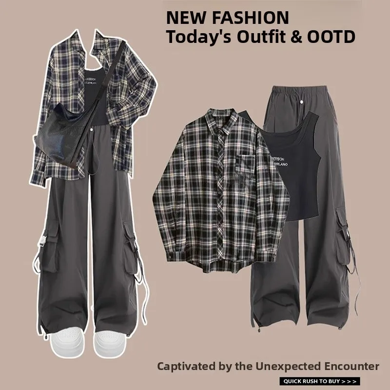 

Повседневный шикарный корейский комплект ранней осени, утягивающие длинные брюки с застежкой на талии, универсальный комплект для отдыха