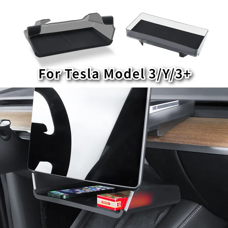 Under Screen Storage Box for Tesla Model 3/Y/3+ Hidden Storage Box Organizer ETC Storage Tray Car Interior Accessories 2017-2024