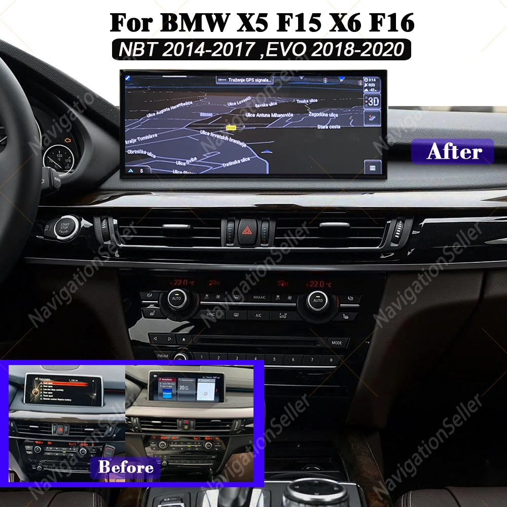 

15.8" Car Video Player GPS Display Android 13 Carplay GPS Navigation For Bmw X5 X6 F15 F16 2014-2020 Multimedia Screen Radio BT
