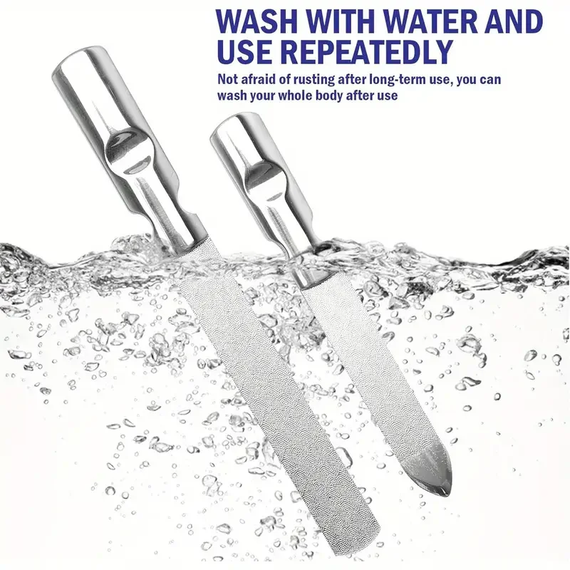 

1Set File & Buffer Brown Stainless Steel Nail Files Kit Double-Sided Metal Nail Manicure Pedicure Tools for Fingernail Toenail