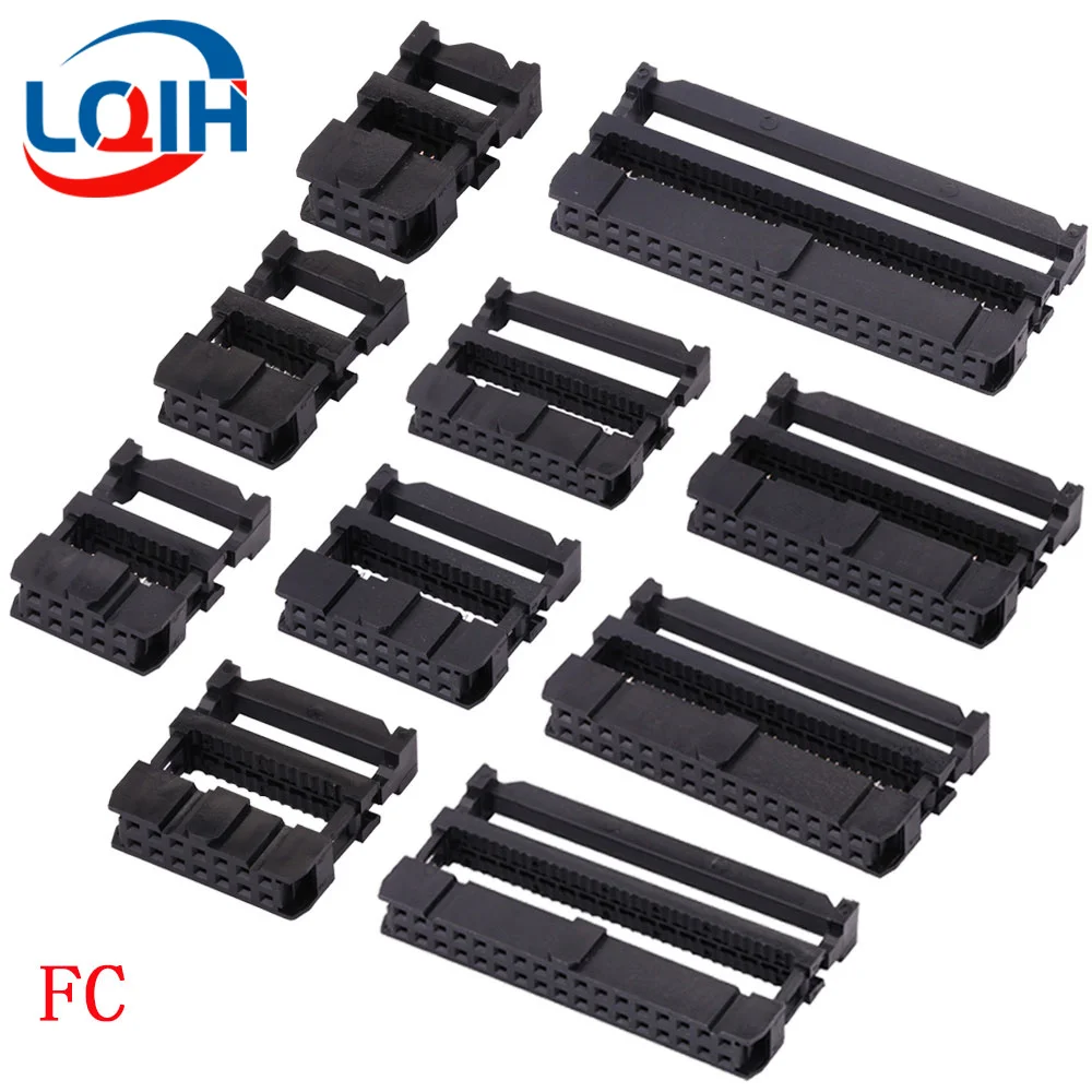 2.54mm Pitch FC 6/8/10/12/14/16/18/20/24/26/30/34/40/50/60/64Pin Female IDC Socket Connector Ribbon Cable DC3 Header Male Socket