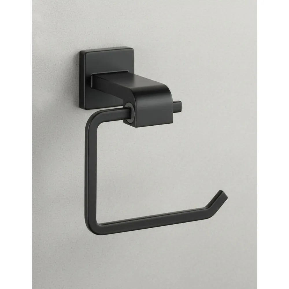 

Matte Black Toilet Paper Holder for Bathroom Organization Durable Zinc Single Post Wall Mount Tissue Roll Holder