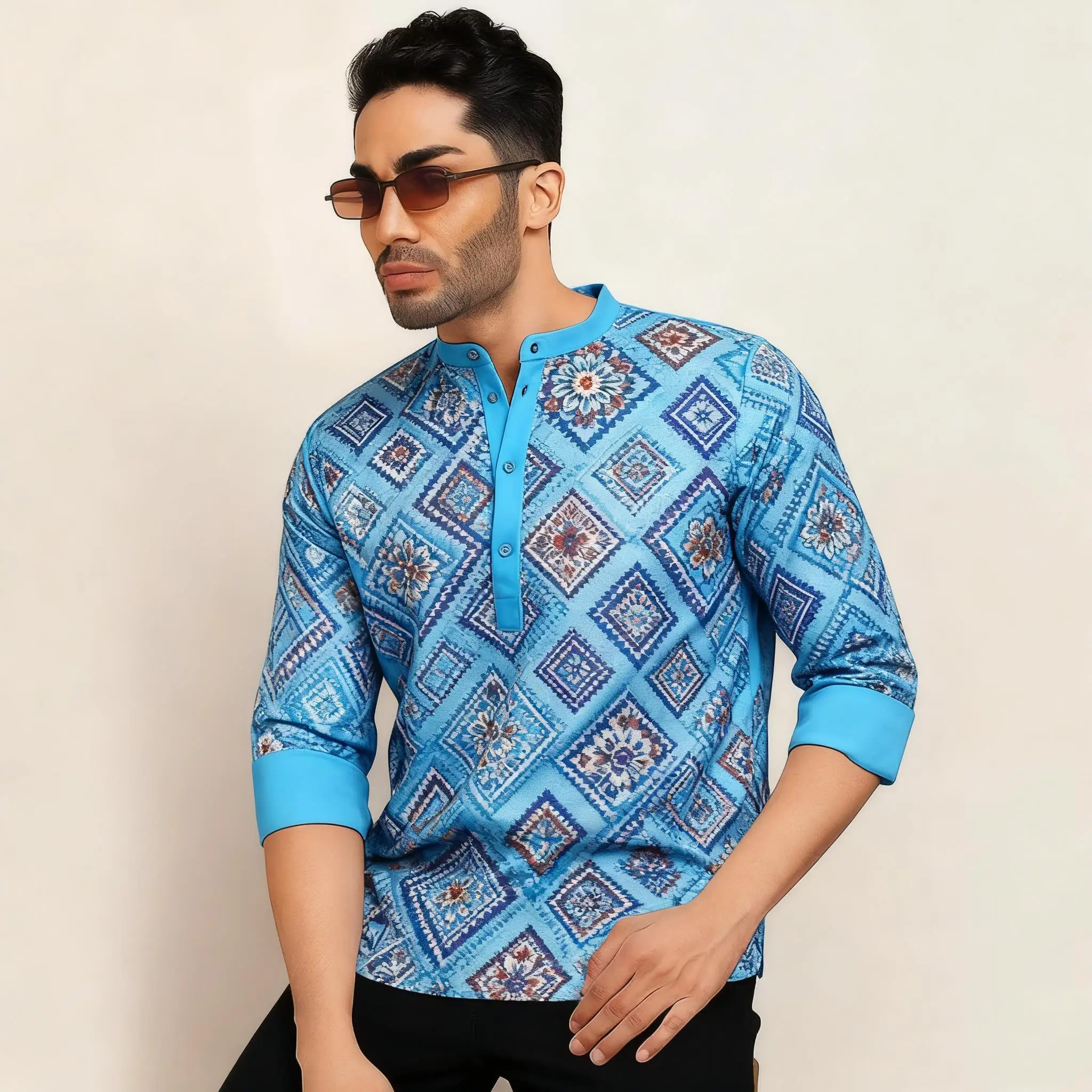 الرجال المسلمين الإسلامية العربية المرقعة مخطط التطريز عيد قميص مسلم جوبا عبايات فضفاضة غير رسمية 2026 Ropa Musulmana Hombre #2