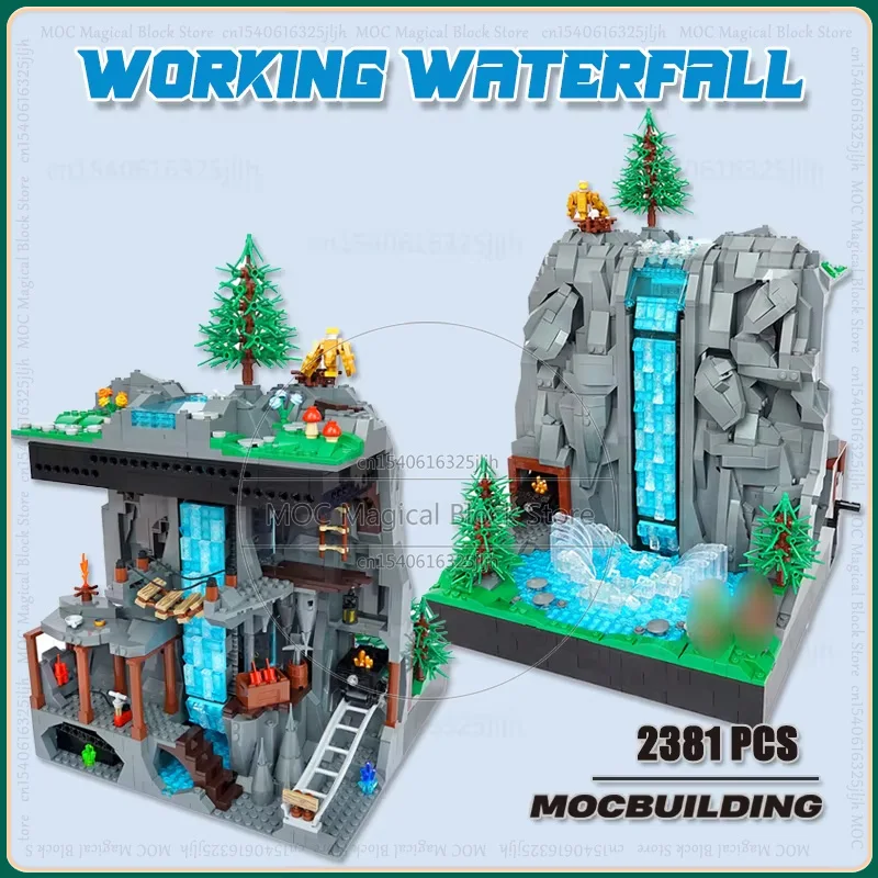 

Creative MWorking Waterfall OC Building Blocks Science Machine Technology Bricks GBC Lift Model Puzzle Display Toys Xmas Gifts