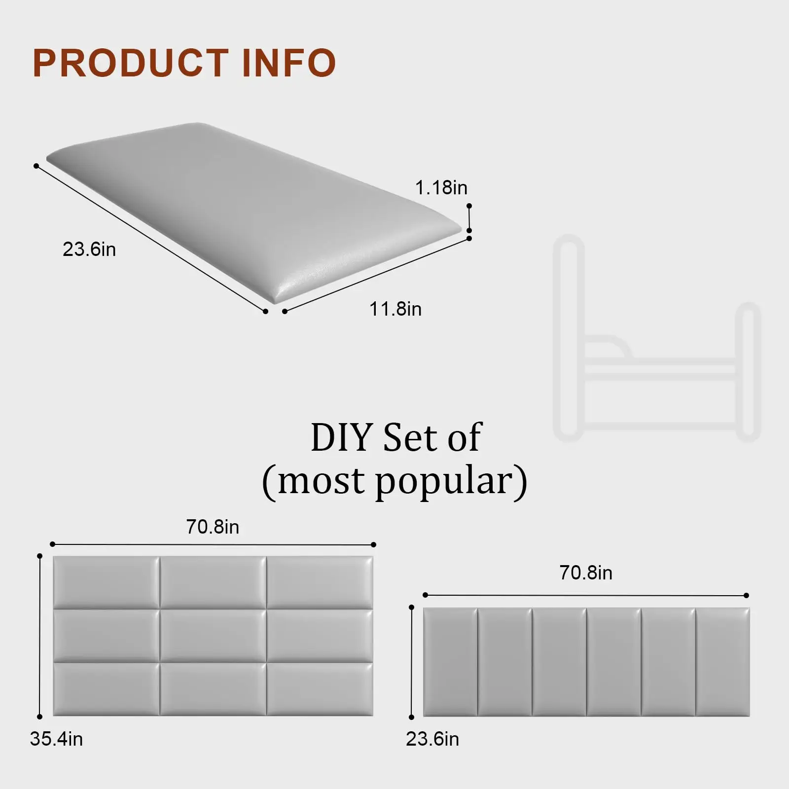 Panel Headboard untuk dinding, Peel dan Stick Queen Headboard berukuran 23.6 "x 11.8", 3D anti-tabrakan kedap suara panel dinding (6Panel)