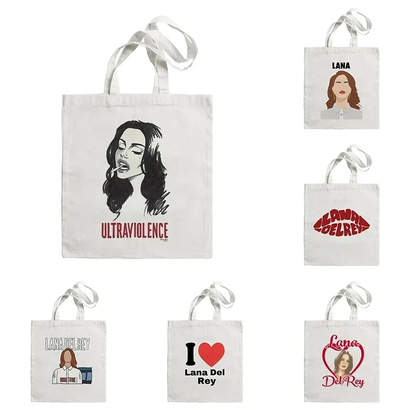 Shopper Lana Del Rey Graphic Hipster Cartoon Print Tote Shopping Bags Girls Fashion Casual Pacakge High Capacity Hand Bag