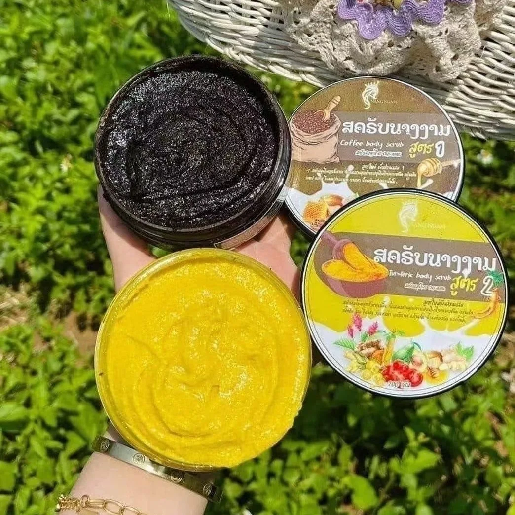 Thai Turmeric Coffee Body Scrub 100g Exfoliating Remove Dead Skin Keratosis Pilaris Brightening Whitening Deep Cleansing Smooth