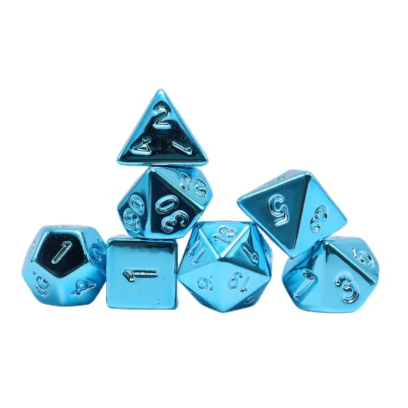 

7pcs of Metal Dice Electroplating Seven Colored Metal Dice Set Colorful Gold Rose Gold Champagne Gold Electroplating Dice