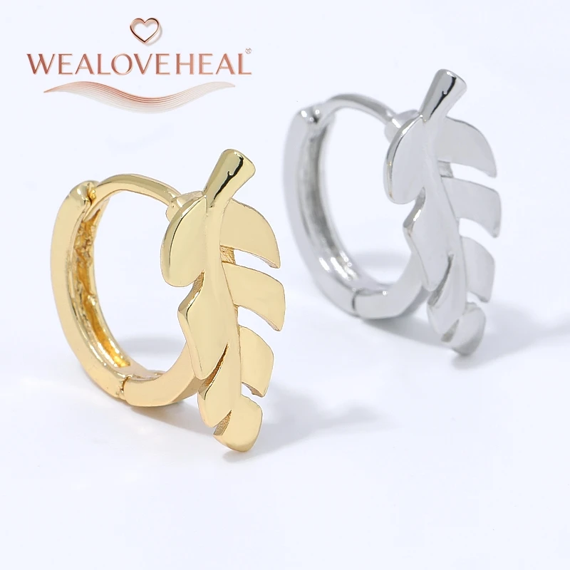 18K vergoldete Messing-Blatt-Huggie-Ohrringe für Frauen, minimalistische, naturinspirierte Creolen, perfekt für den täglichen Gebrauch und als Geschenk. – Detail 16
