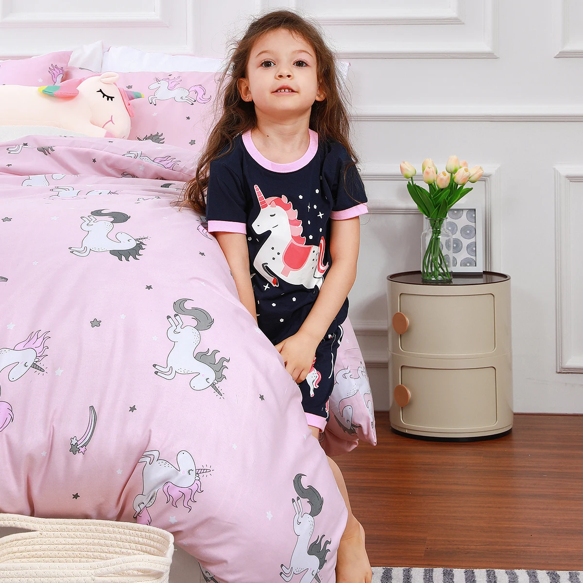 Girls Pajamas Sets Kids Unicorn Pyjamas Toddler Summer Sleepwear Cartoon Birthday Gift Nightwear Clothes 2-10 Years image 2