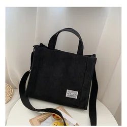 Borsa a tracolla riligeed per donna borsa a tracolla portatile di grande capacità in velluto a coste semplice di nuovo stile Ins Fashion Trend piccola borsa quadrata