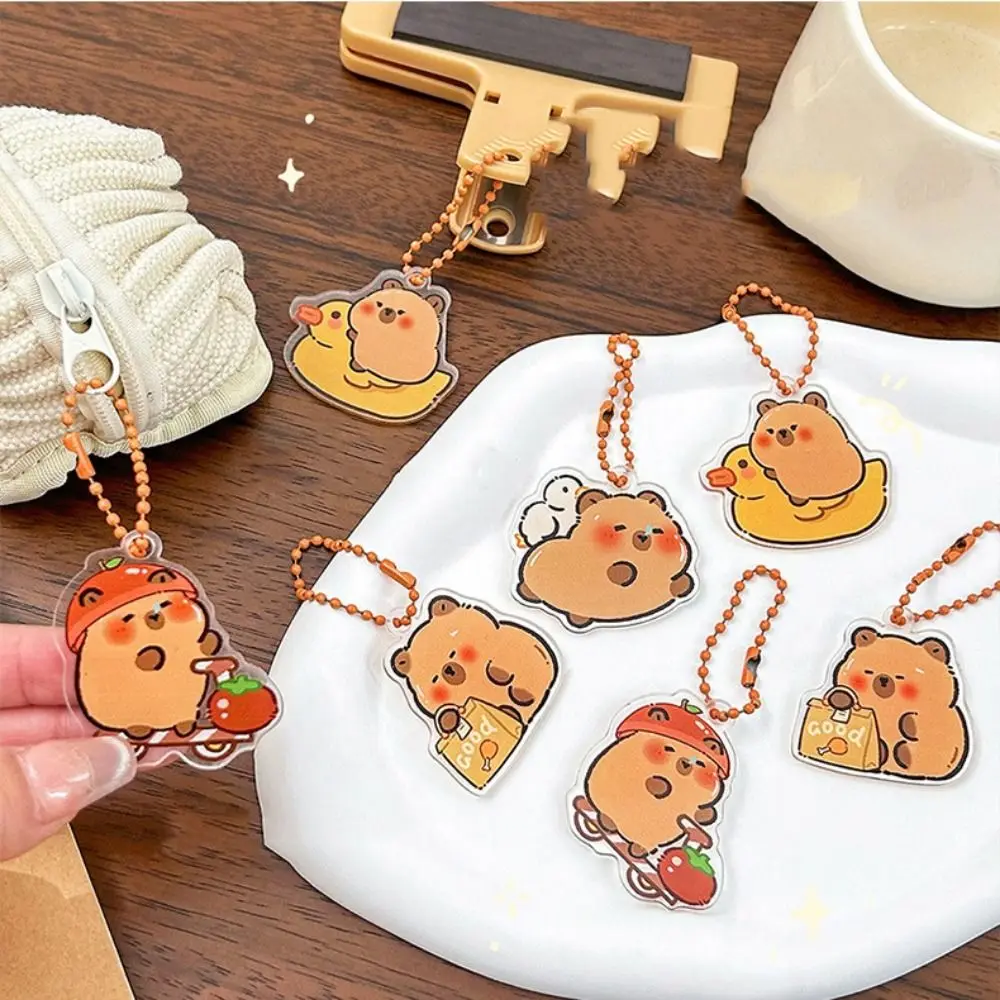 Adorável acrílico capivara acrílico chaveiro bonito engraçado kapibara saco pendurado criativo dos desenhos animados capibara pingente mochila decoração