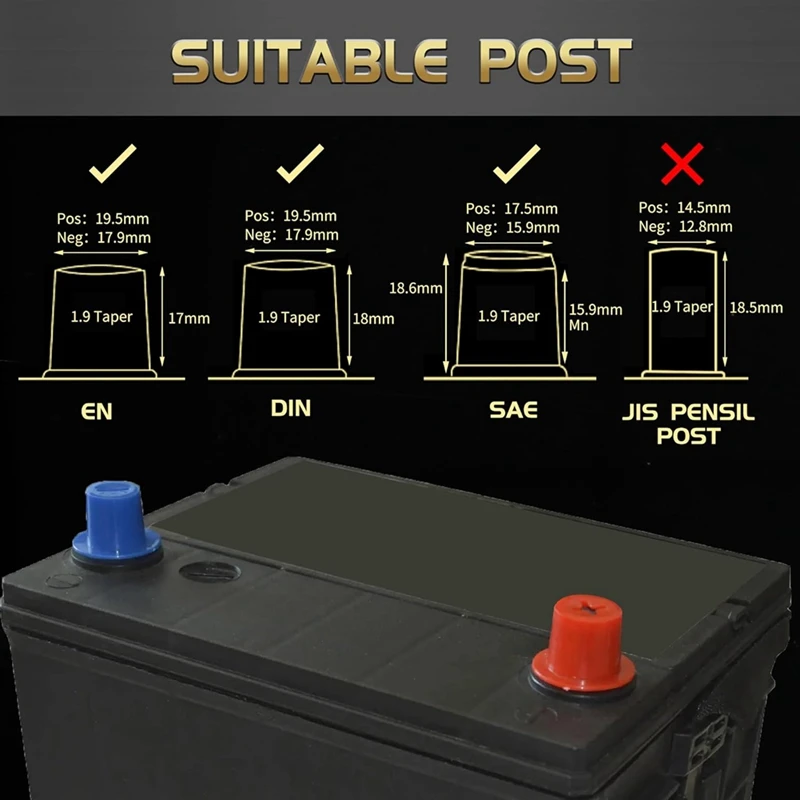 ABPP-Terminales de batería, conectores de terminales de batería de calibre 0/4/8/10 con cuñas y cubiertas protectoras, extremos de cables de batería de coche