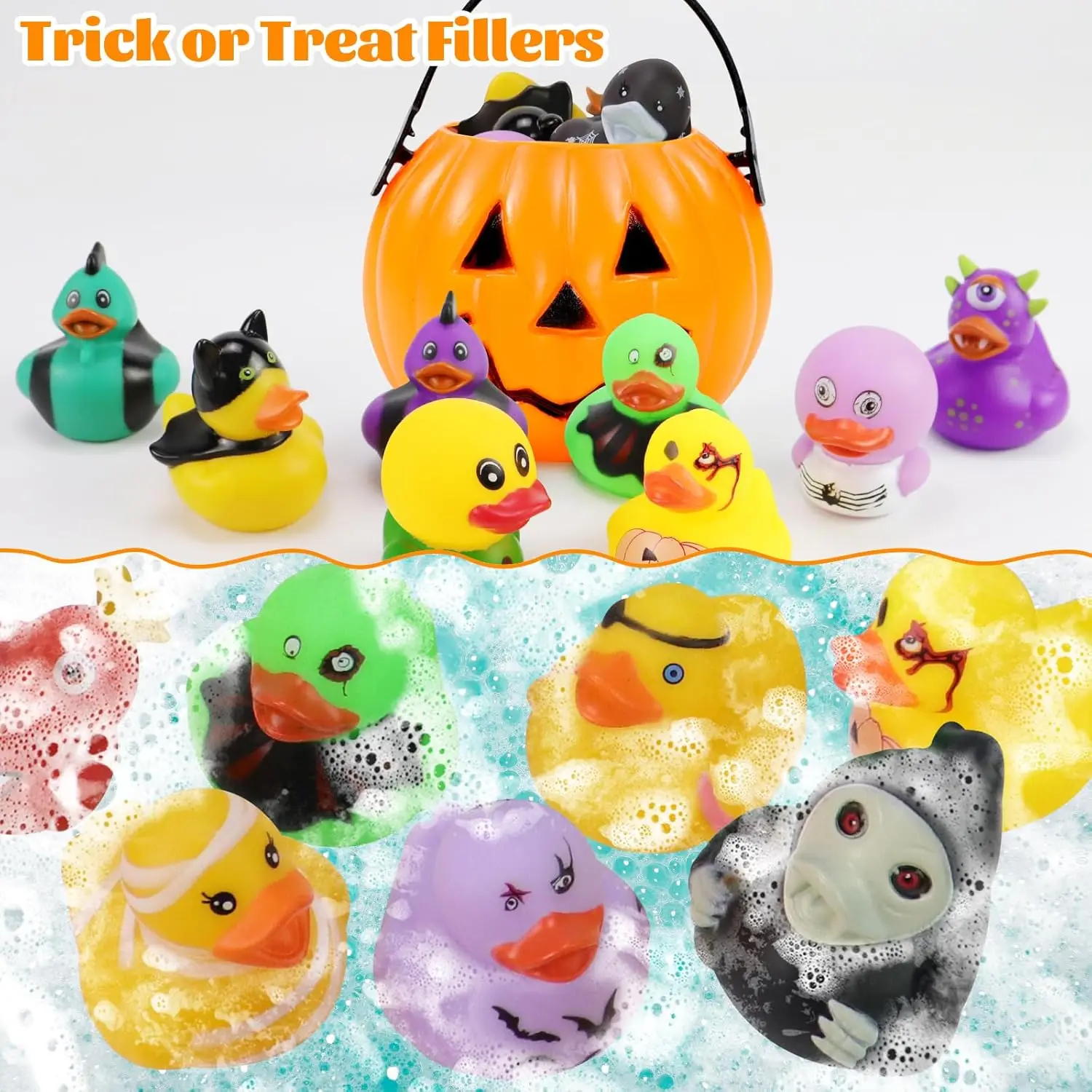 Anatra di Halloween per Jeep Ducking, assortimento anatra di gomma di Halloween per bambini giocattoli da bagno per riempitivi dolcetto o scherzetto