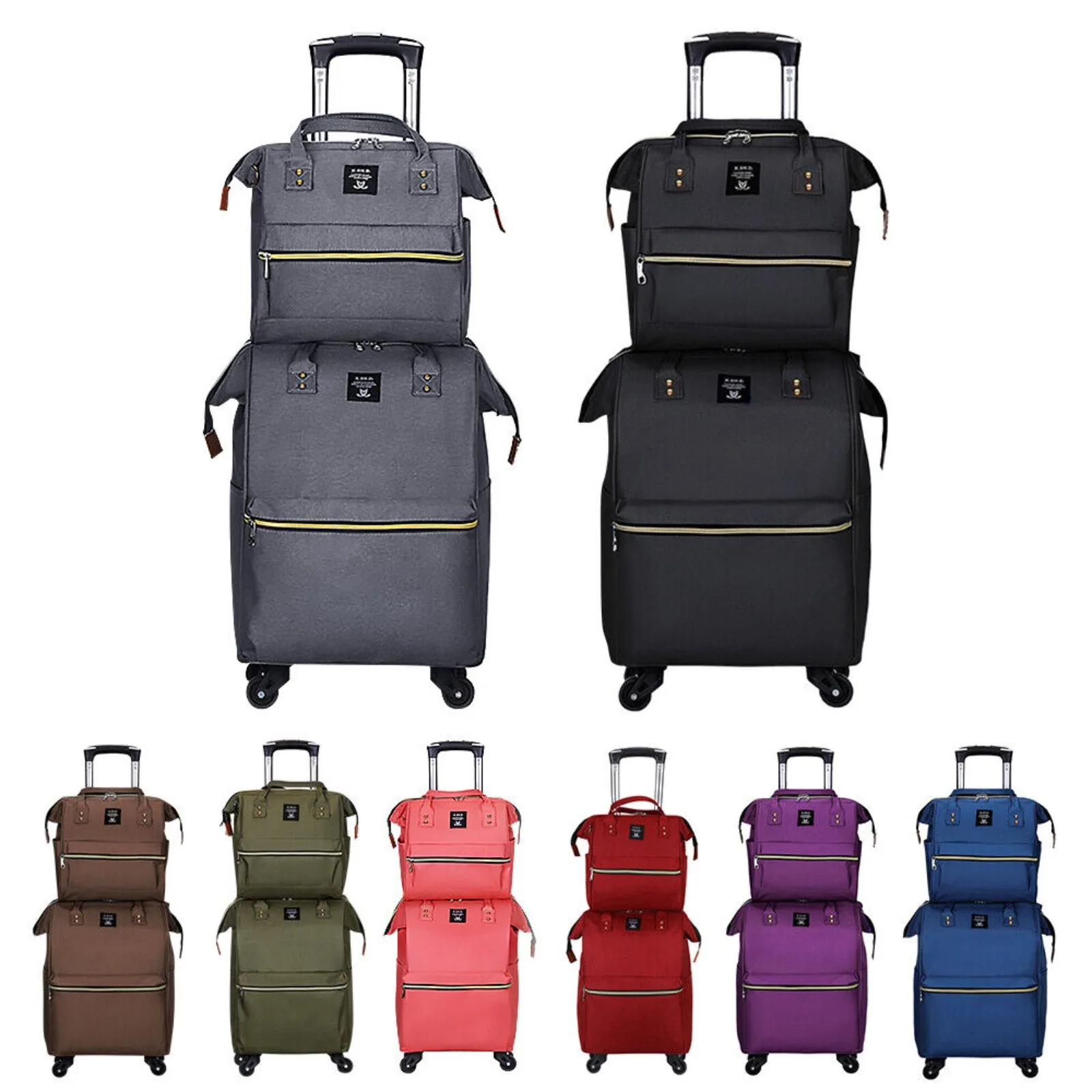 US 2Pc Carry On Luggage Set Wheeled Bags Diaper Bag Backpack & Suitcase Bags Travel