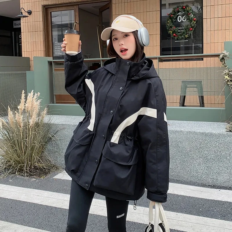 Warm Winter Womens Down cotton Jacket Hooded Puffer Jacket Parkas Thickened Outdoor Windproof Outerwear Winter Jackets