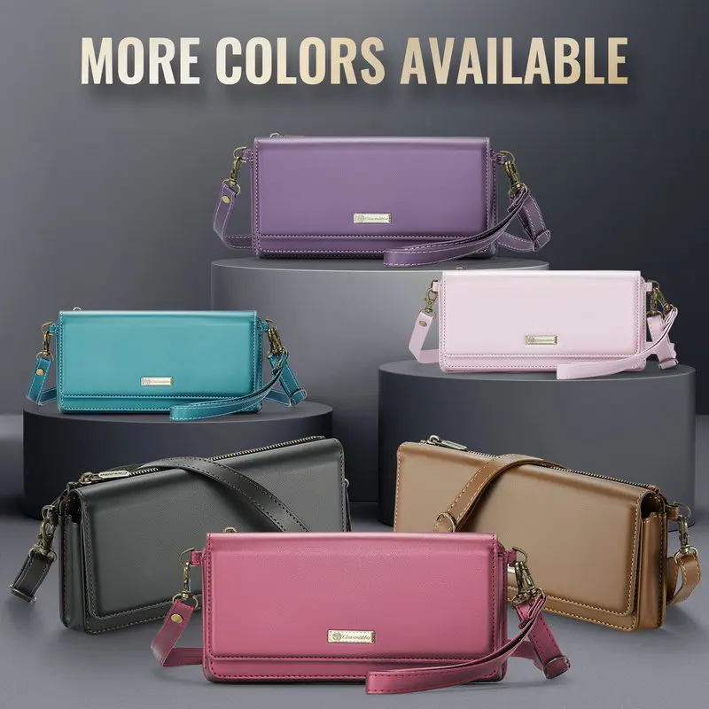 

RFID Blocking Crossbody Leather Women's Phone Bag For TCL 60 NxtPaper 60R 50 40 30 20R Size 21cm*11cm*6cm Phone 8 Cards Pouch