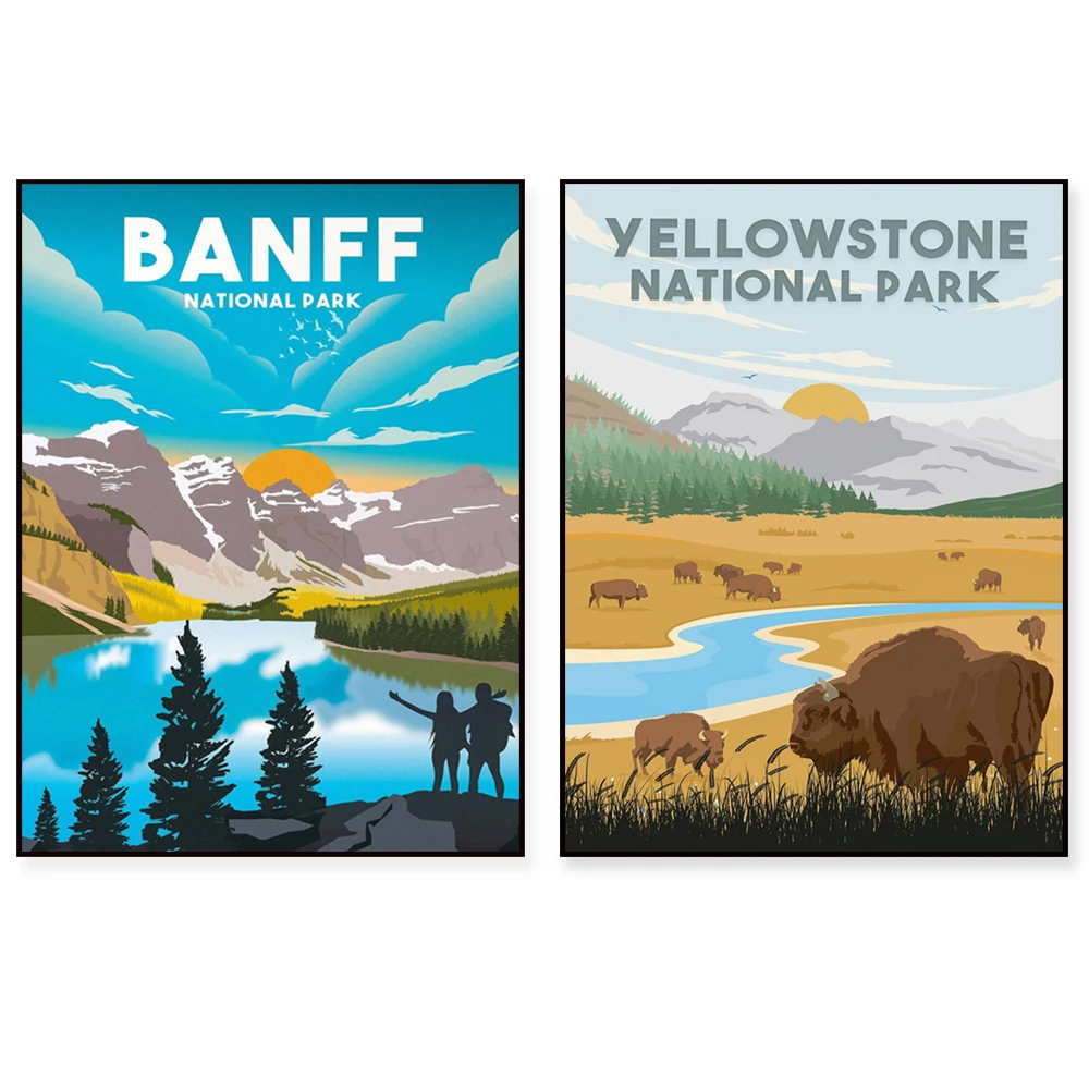 Yellowstone National Park Buffalo, Banff, Bryce Canyon, Jasper Canada, Joshua Tree, Lake Tahoe State Park travel poster gift