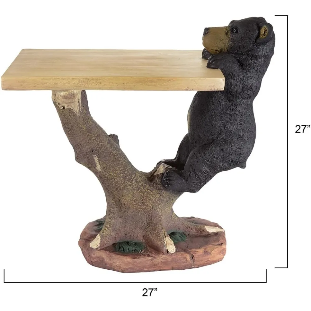 Black Forest Décor - Black Bear Climbing Accent Table for Home, Cabin, Lodge, Living Room - Vintage Rustic Furniture - 27