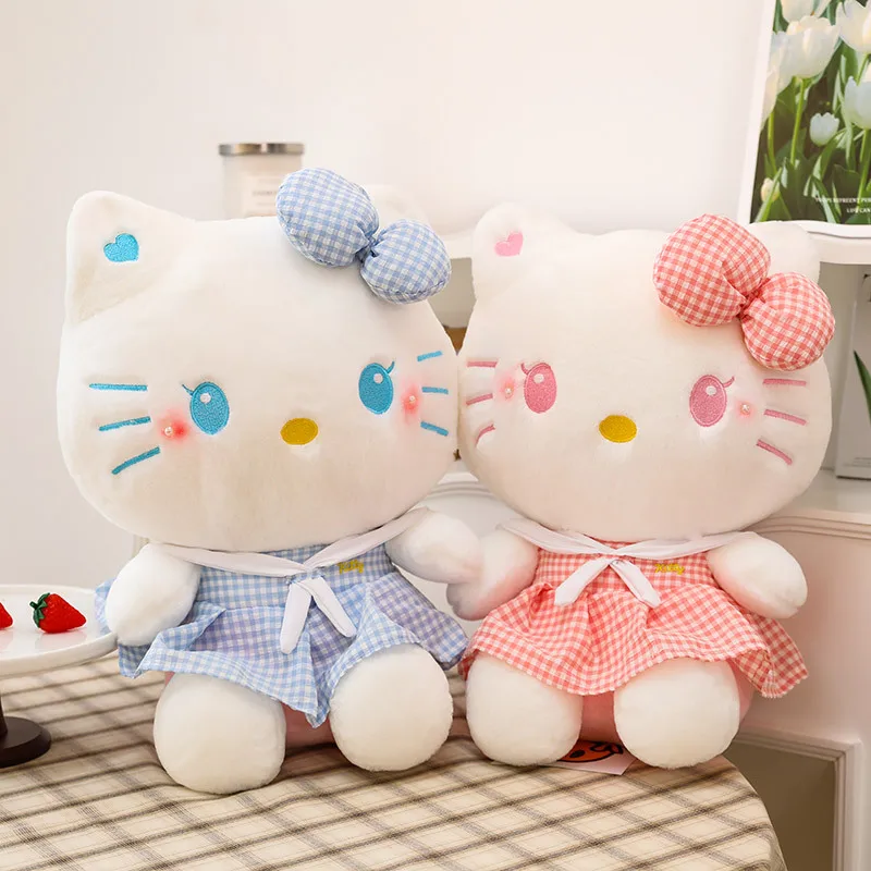 Sanrio Cute Cartoon KT Cat Plush Toys Dolls Flower Dress Plushie Stuffed Animal Doll Butterfly Cat Children's Birthday Gift Doll